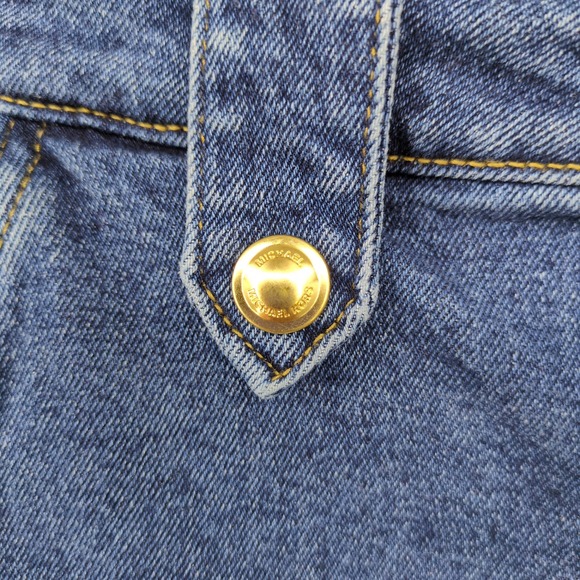 Michael Kors Wide Leg Sailor Jeans Women 6 Blue Gold Button High Rise Denim - Picture 5 of 8